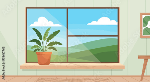Potted plant on a windowsill indoors.