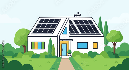Solar panels on a house roof.