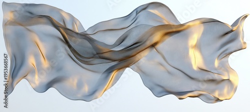 Ethereal Fabric Dance Gentle Waves of Light and Shadow on Floating Gauze for Abstract Visuals