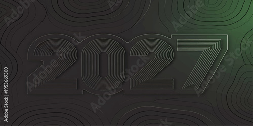 2027 Dark Green Concentric Circles Background