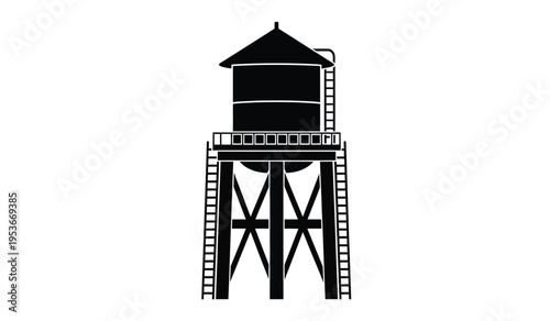 Silhouette of a watertower on a tower structure