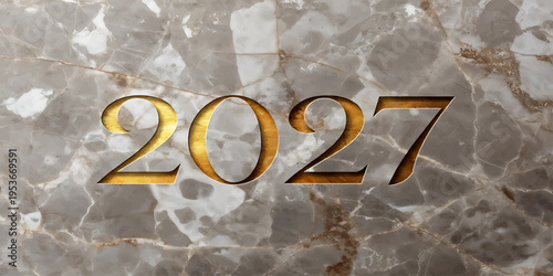 Elegant Golden 2027 on Luxury Marble Background – New Year Celebration