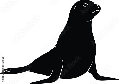 Black sea lion silhouette vector illustration isolated on white background wildlife animal design