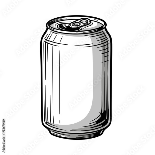 Hand drawn vintage sketch of an aluminum soda or beer can