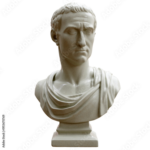 Fotografía Gaius Julius Caesar roman general marble bust statue isolated on white, transparent