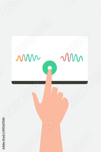 A Hand Interacts with a Glowing Holographic Energy Grid Dashboard