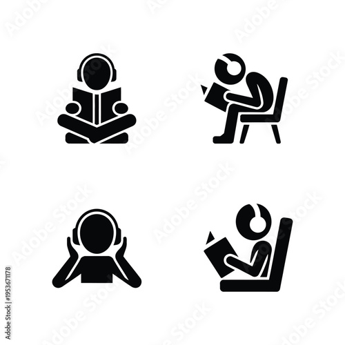 Four different ways of consuming digital and physical media content world book day, world book day 2026, book day ,book day vector, book day set icons, book day vector icons
