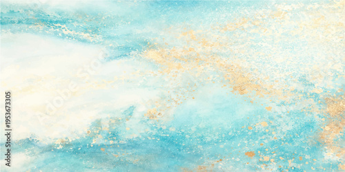 Abstract watercolor art, with shades of turquoise, gold, and cream, suggesting a sense of calm and serenity.