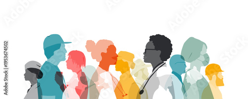 People of different professions together. 