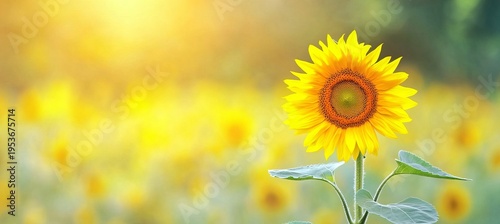 Bright and Cheerful Sunflower Blooming in a Sunny Field, Radiating Happiness and Natural Beauty