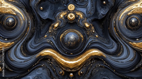 Seamless Repeating Pattern Texture with Graphite and Gold Accents in Abstract Craftwork Design