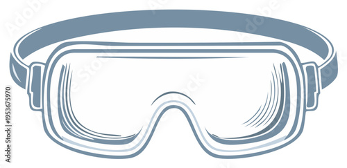 Safety goggles with adjustable strap vector, protective eyewear for industrial workplace, sports accessory, eye protection illustration