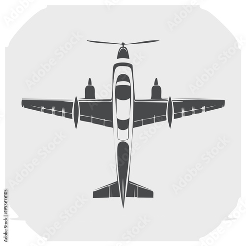 Aerial View of Propeller Aircraft Vector Illustration for Transportation and Travel