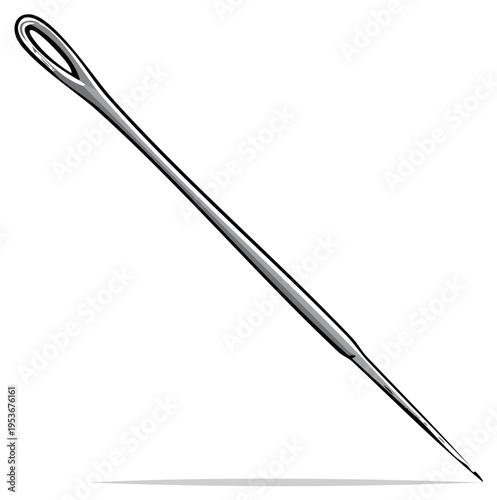 Illustration of a metal sewing needle