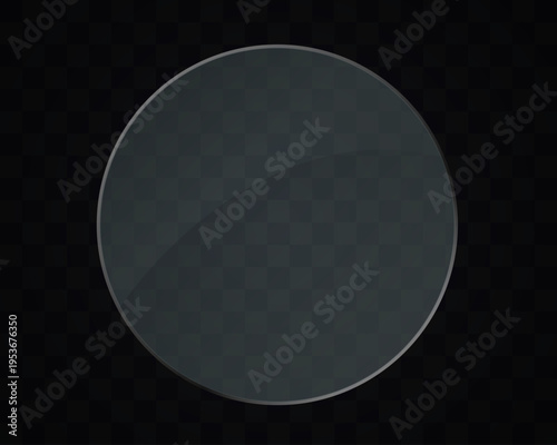 Glass glossy circle with mirror effect isolated on transparent background minimal modern UI element soft gradient surface.