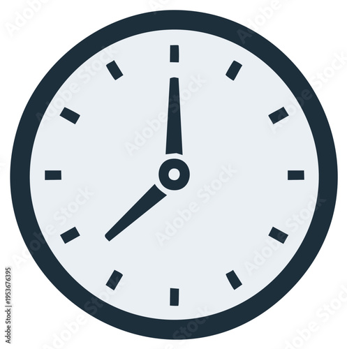 Clock Icon Showing 8 o'clock Time, Illustrative Design, Isolated Element.