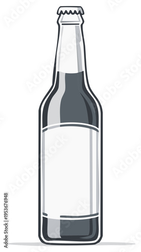 Clear glass bottle with blank label and metal cap perfect for beverage branding or design mockups