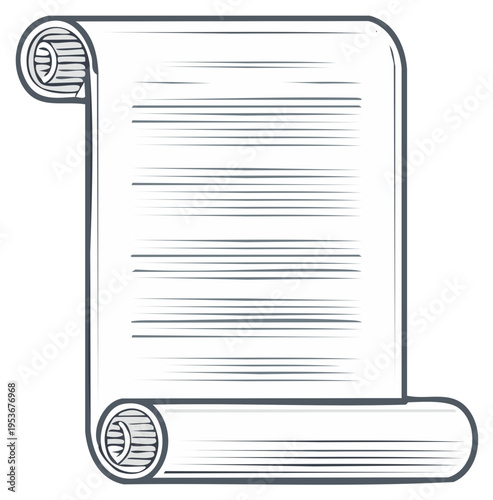 Ancient Scroll Document Unfurled with Horizontal Lines of Text