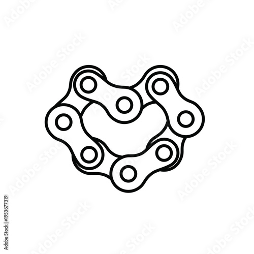 Bicycle Chain Heart Icon Vector Illustration