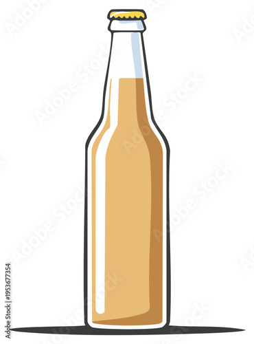 Cartoon illustration of a beer bottle with a white cap