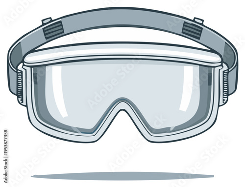 Safety goggles illustration for eye protection with an elastic strap, cartoon design for protecting eyes from hazards