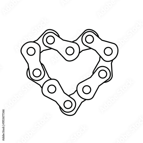 Bicycle Chain in Heart Shape - Cycling Sport Love and Passion Icon