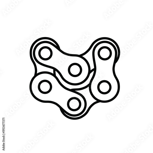 Bicycle Chain Link Icon Vector Outline Design on White Background