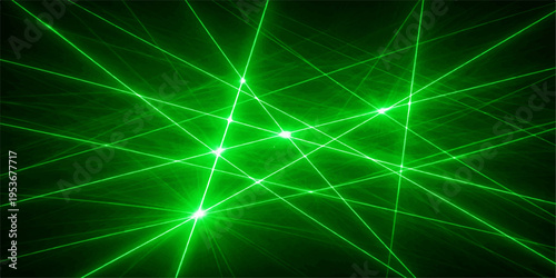 Abstract green futuristic background with stars and glowing light