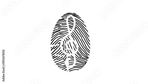 musical fingerprint, black isolated silhouette