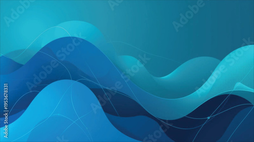 Fluid Blue Wave Teamwork Concept Background.