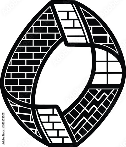 Modern abstract architectural graphic design with geometric brick patterns, a stylish construction and renovation symbol.