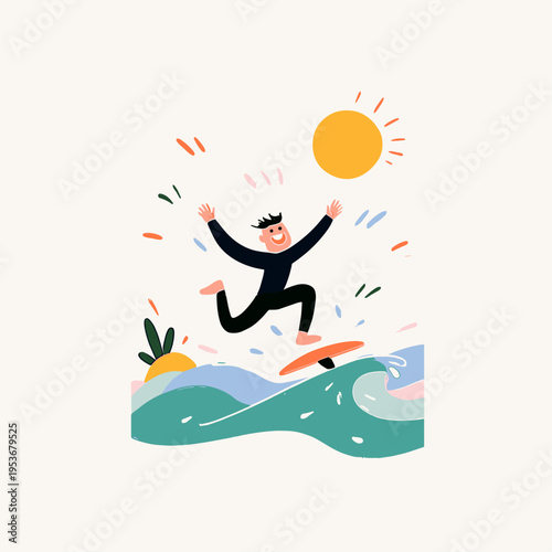 Man Joyfully Soaring Above Waves on a Wingfoil Board