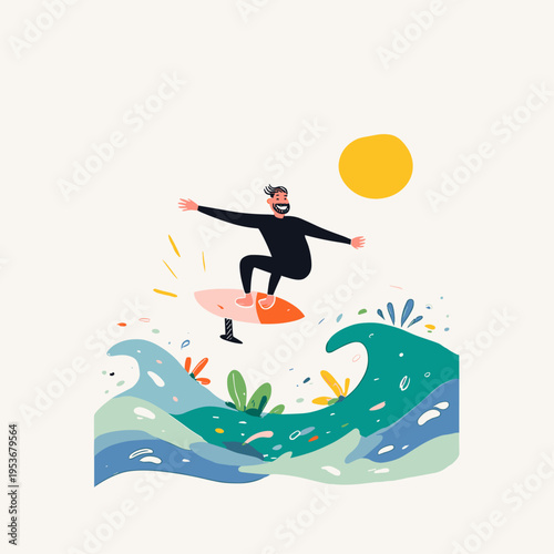 Man Joyfully Soaring Above Waves on a Wingfoil Board