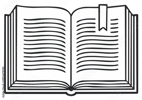 Open book illustration with bookmark - reading, education, and literary concepts