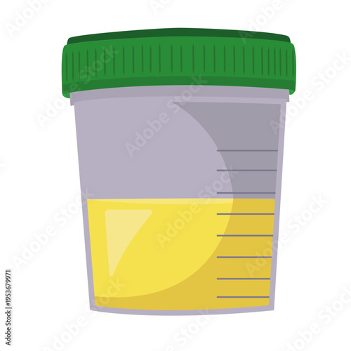 Urine test cup, medical sample cup.