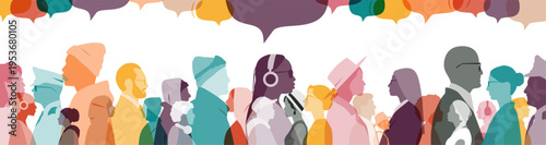 Different people with chat bubbles. Communication concept.	