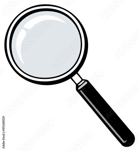 Magnifying glass illustration. Cartoon style, search or investigation concept.