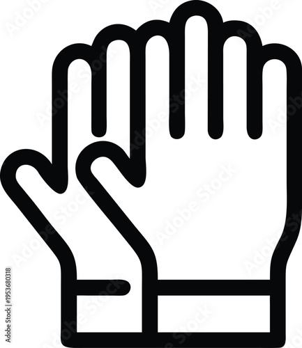 Single black outline glove on white background hand protection