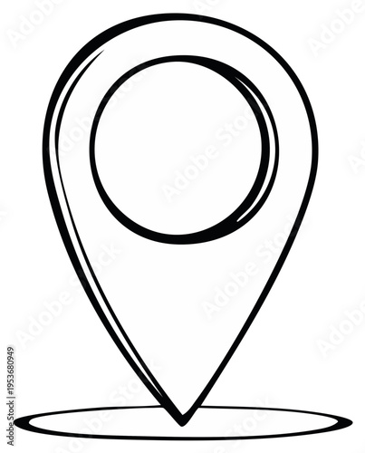 Doodle Style Location Pin for Maps Route Directions Destination Search on White Background
