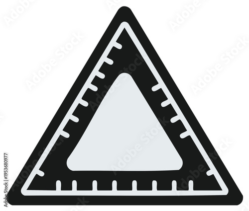Triangle Ruler with Scale Marks in Black and White Colors Triangle Shape Drafting Measuring Tool