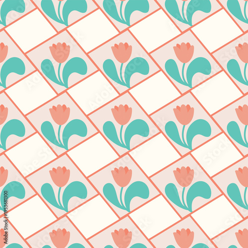 Seamless decorative elegant pattern with tulips. Print for textile, wallpaper, covers, surface. Retro stylization. For fashion fabric.