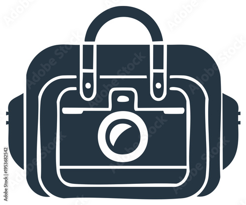 Professional Camera Bag Silhouette Icon for Photography Gear, Travel Storage and Carrying Equipment
