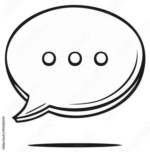 Hand drawn comic style speech bubble with ellipsis symbol for chat conversation or messaging line art