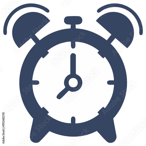 Retro alarm clock icon showing time with bells and legs