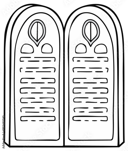 Cartoon depiction of the Ten Commandments tablets