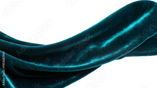 Canvas Print Luxurious dark teal velvet fabric, elegantly draped and flowing with shimmering