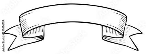 Decorative Hand Drawn Banner Ribbon with Copy Space for Text or Graphics