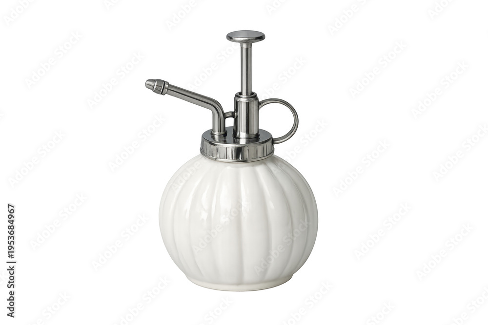 Obraz premium White ceramic plant mister bottle with metal pump