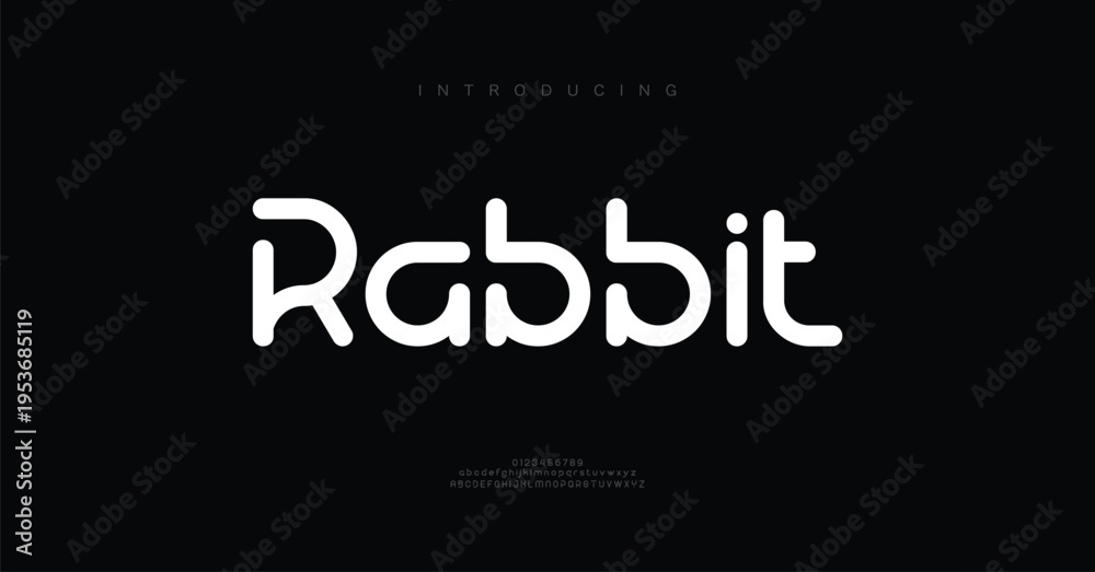 Fototapeta premium Rabbit modern creative logo alphabet font. Typography abstract sport, game, technology, fashion, digital, creative logos fonts. vector illustration 