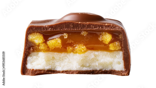Obraz na plátně Decadent chocolate bar cross-section, revealing creamy white filling, rich caram